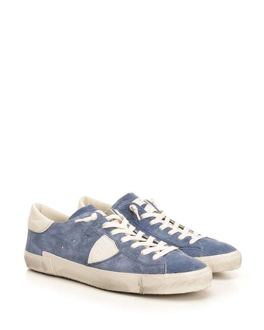 Philippe Model Blue Suede Sneakers for men