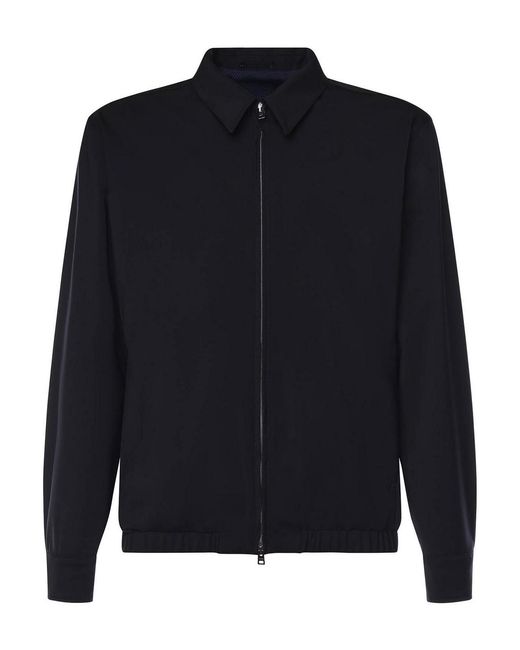Herno Blue Lightweight Diagonal Shacket for men