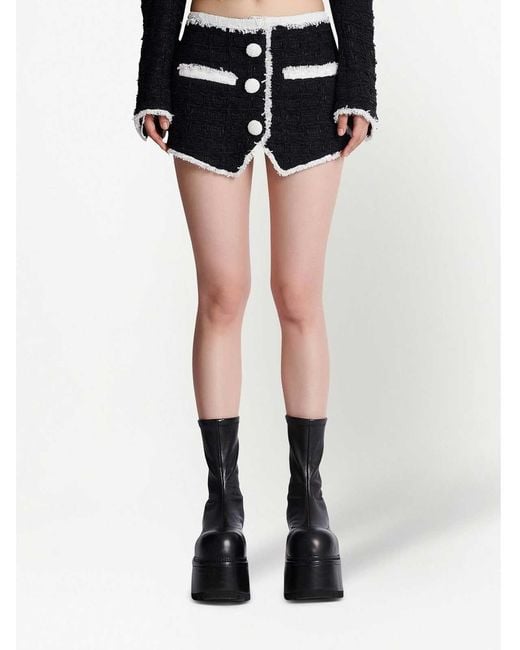 Balmain Black Tweed Mini Skirt