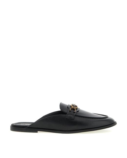 Pinko Black Mule En Cuir Naty 09 À Logo