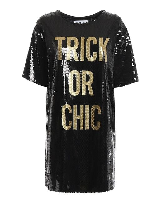 Moschino Black Trick Or Chic Sequin Short Dress