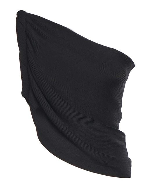 Alberta Ferretti Blue One-Shoulder Wool Blend Top