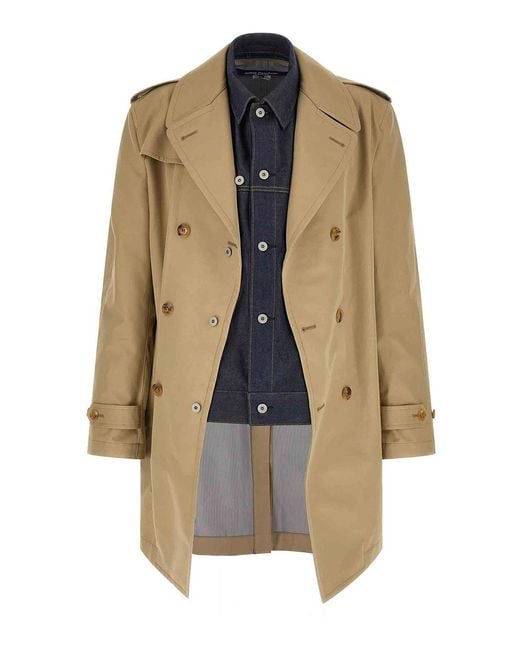 Junya Watanabe Natural Denim Insert Trench Coat for men