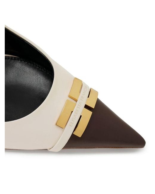 Elisabetta Franchi Natural Two-Tone Leather Slingbacks