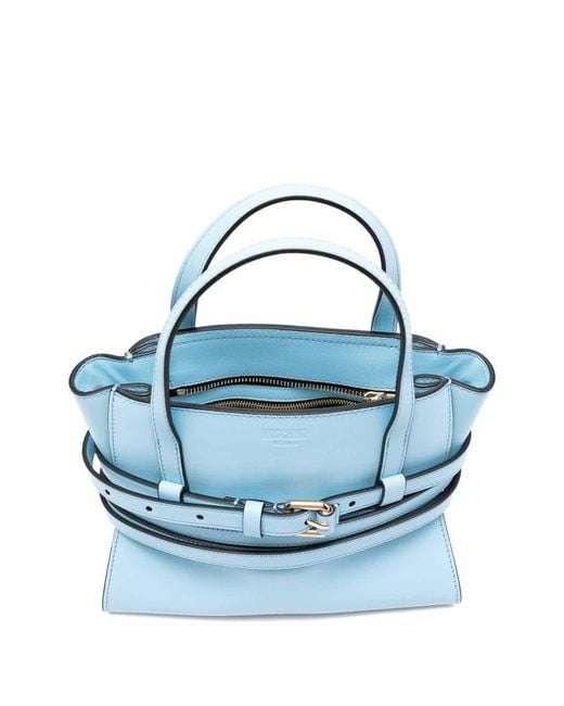 Moschino Blue Tie Me Small Leather Handbag