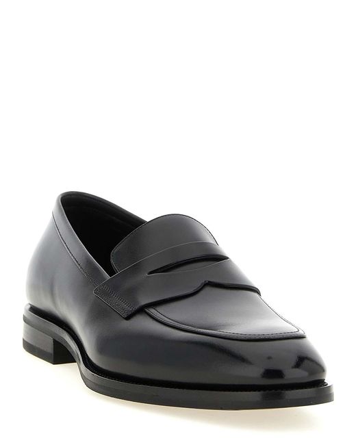 Santoni Black Loafers for men