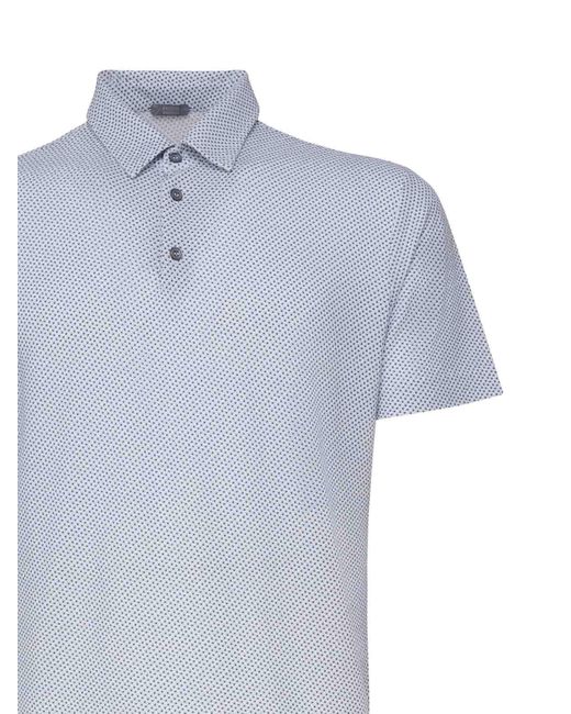 Zanone Blue Polo Shirt With Geometric Print for men