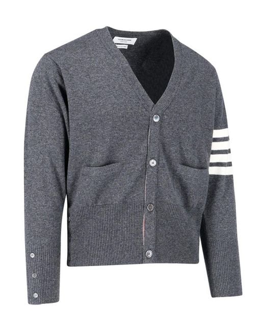 Thom Browne Gray 4-Bar Cashmere Cardigan for men