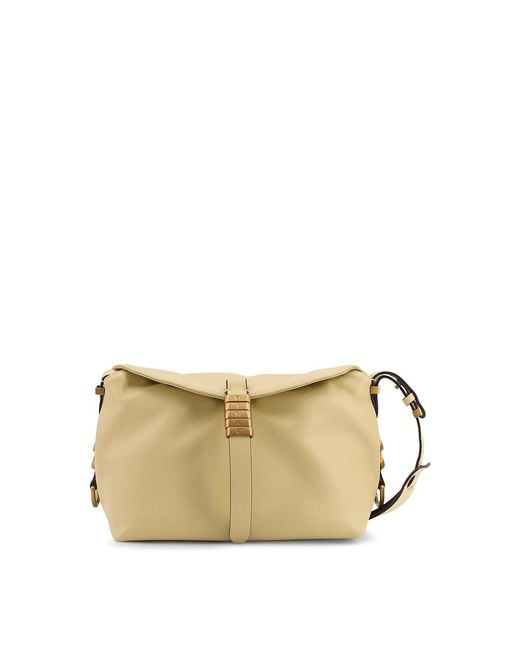 Pinko Natural Leather Shoulder Bag With Metal Logo Detail