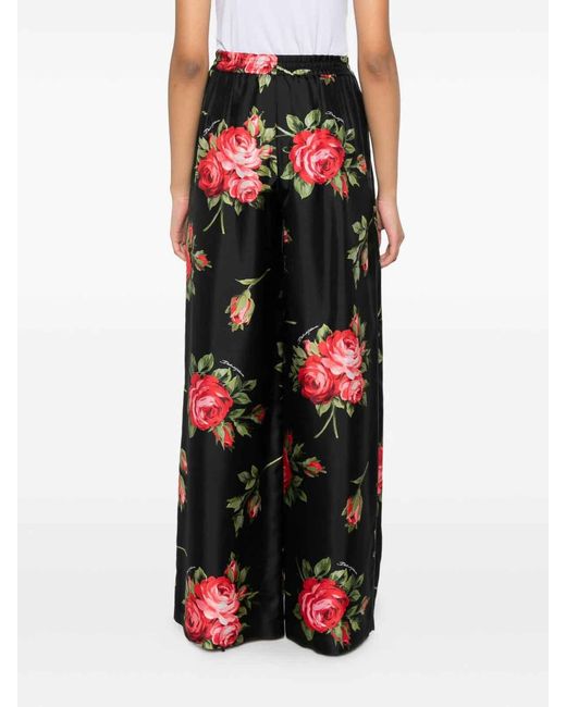 Dolce & Gabbana White Wide-Leg Silk Trousers