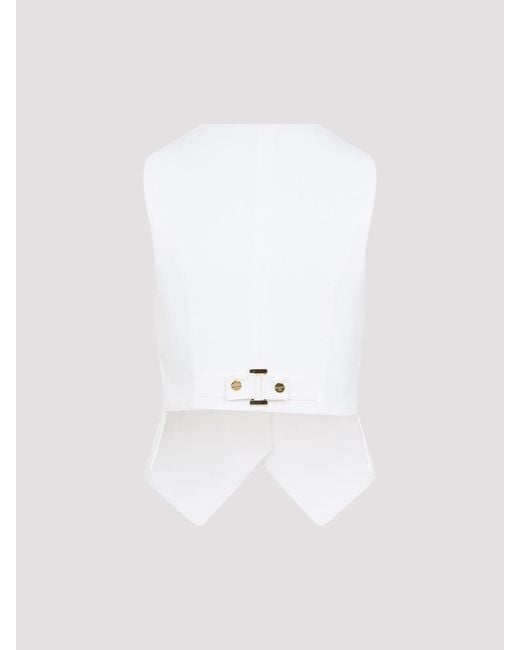 Elisabetta Franchi White Linen Gilet