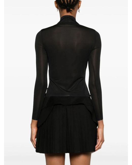 Courreges Black Second Skin Mockneck Top