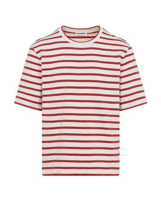 Jil Sander Red Cotton T-Shirt for men