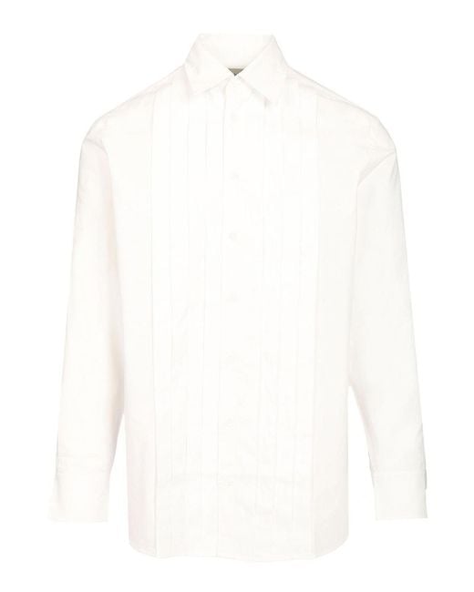 Paul Smith White Shirt With Pleats On The Front for men