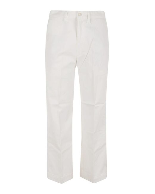 Polo Ralph Lauren White Cotton Straight Leg Trousers