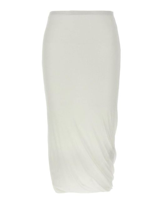 Jil Sander White Twisted Midi Skirt