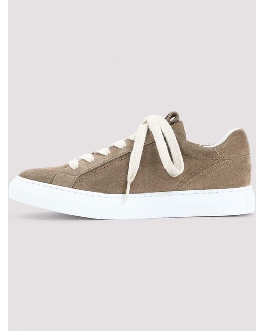 Brunello Cucinelli White Suede Leather Sneakers