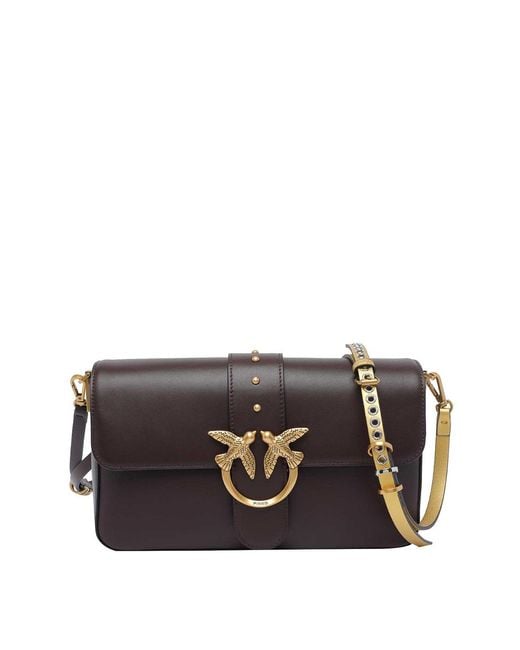 Pinko Black Love One Slouchy Crossbody Bag