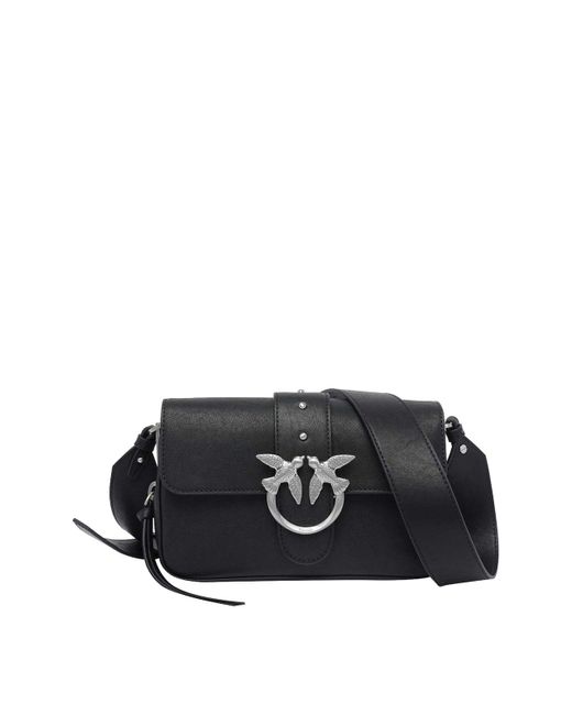 Pinko Black Mini Love One Slouchy Crossbody Bag