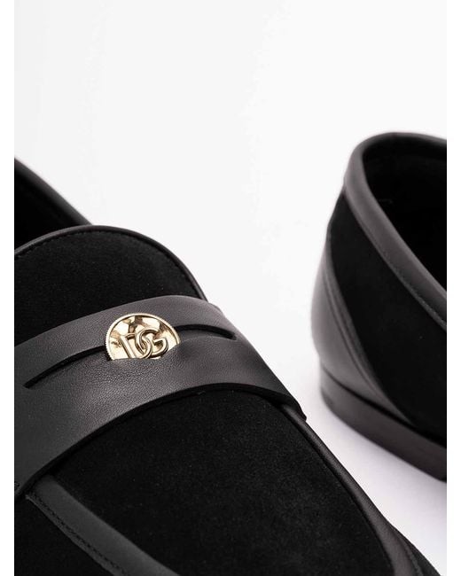 Dolce & Gabbana Black Suede Loafers for men
