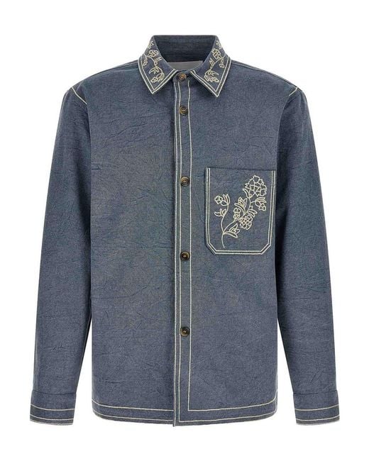 Isabel Marant Blue Rudy Overshirt for men