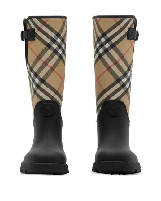 Burberry Black Rubber Marsh Stamp High Boots