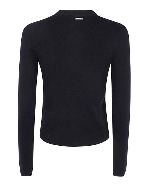 Michael Kors Blue Merino Rib Crewneck Cardigan