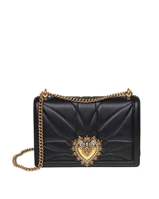 Dolce & Gabbana Devotion Quilted Nappa Large Bag in Black | Lyst
