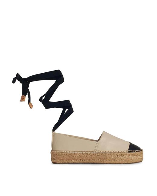 Tory Burch Black Cap-Toe Leather Espadrilles