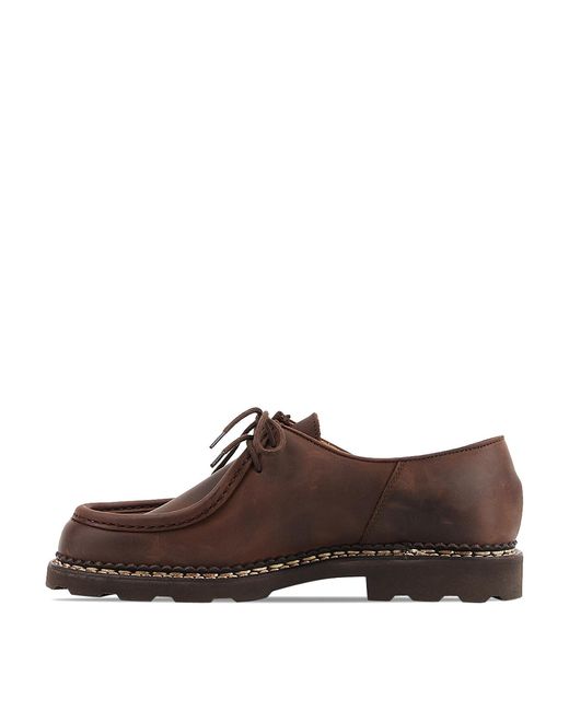 Paraboot Brown Leather Lace-Up Derby Shoes for men