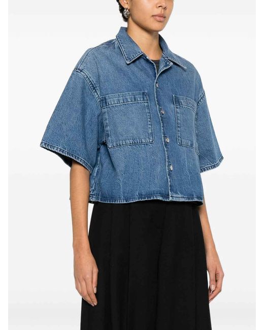 Alexander Wang Blue Denim Crop Shirt