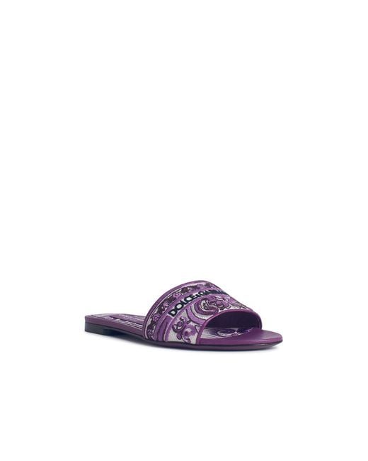 Dolce & Gabbana Purple Slipper With Majolica Embroidery