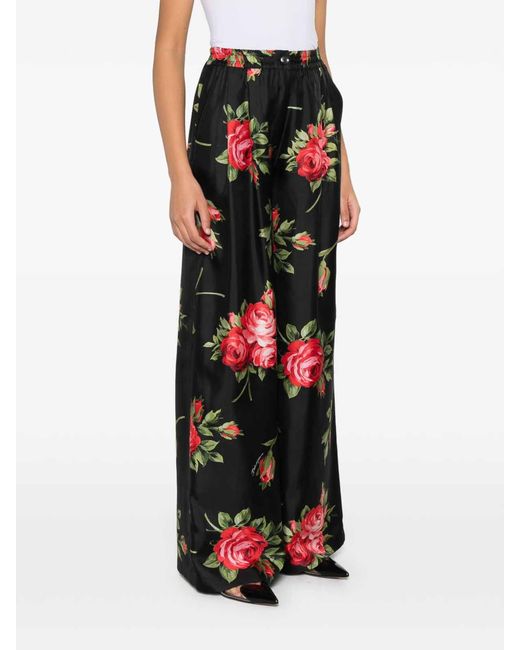 Dolce & Gabbana White Wide-Leg Silk Trousers