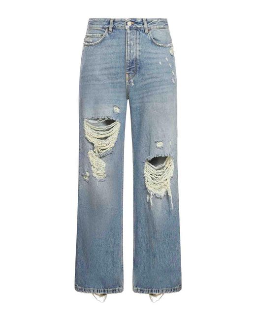 Balenciaga Ripped Straight-leg Jeans in Blue for Men | Lyst UK