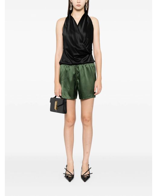 Tom Ford Green Stretch Silk Satin Pj Shorts