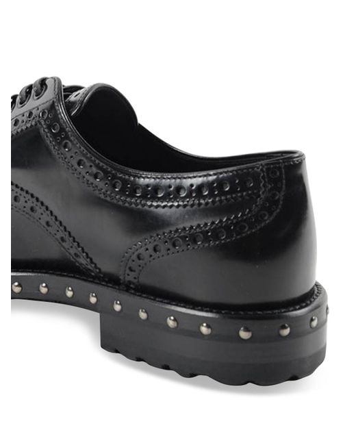 Dolce & Gabbana Black Studded Sole Leather Brogues
