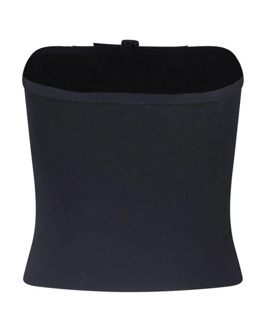 Courreges Black Buckle Knit Bustier Top