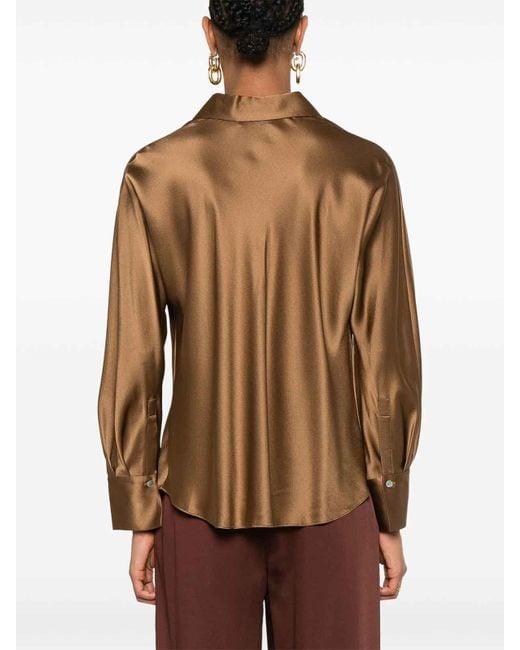 Vince Brown Bias Ls Blouse
