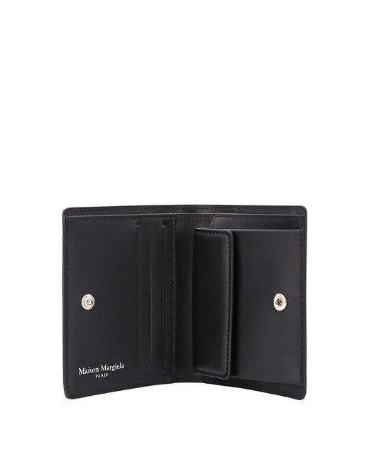 Maison Margiela Black Leather Wallet With Iconic Stitching for men