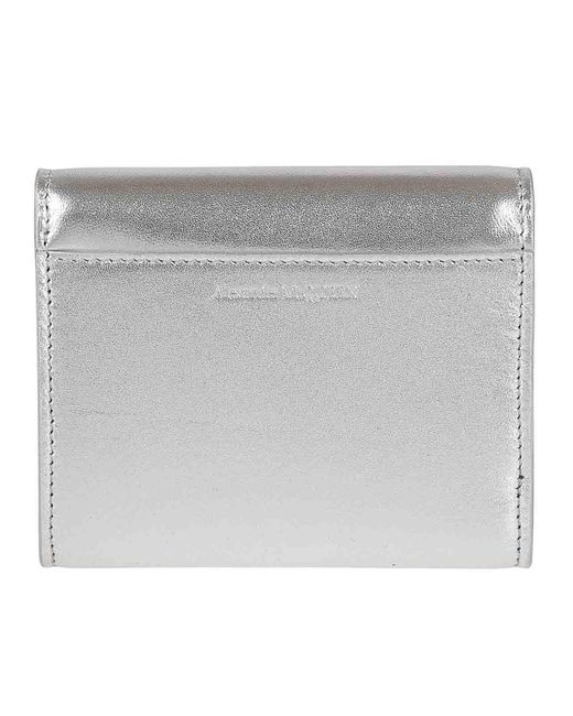 Alexander McQueen Gray Seal Card Holder In Leather
