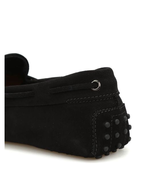 Tod's Black Lace Detail Suede Loafers for men