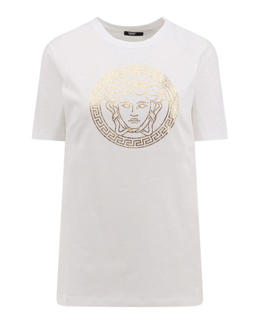Versace White Cotton T-shirt With Logo Print