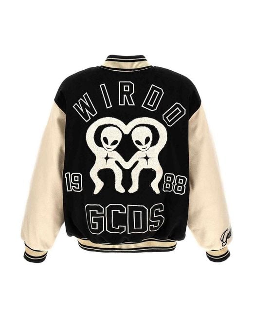 Gcds Black Two-Toned Long-Sleeved Bomber Jacket for men