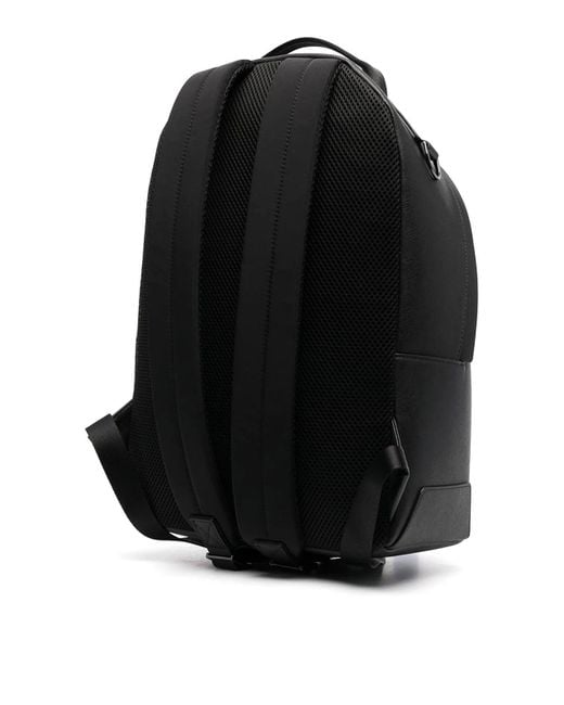 EA7 Black Leather Backpack for men