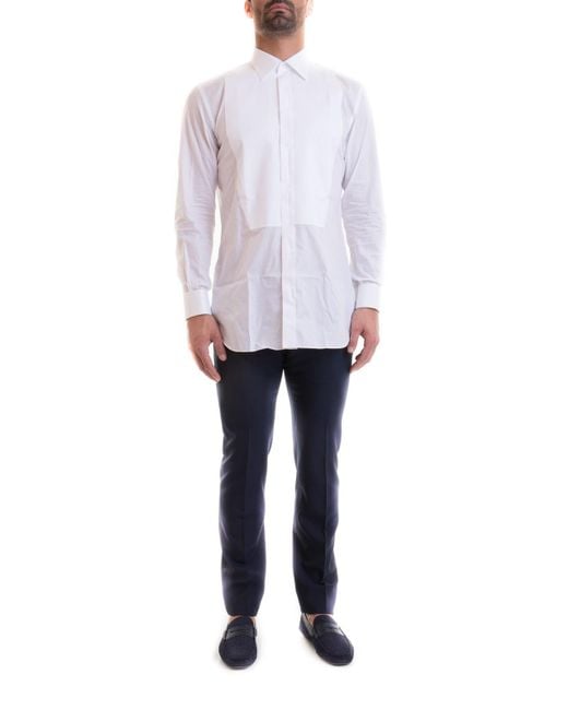 Brioni White Smoking Shirt for men