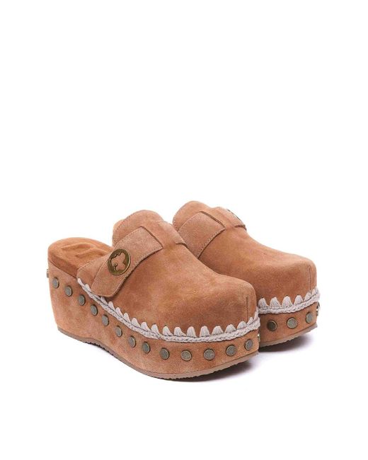 Mou Brown Plain Suede Clog
