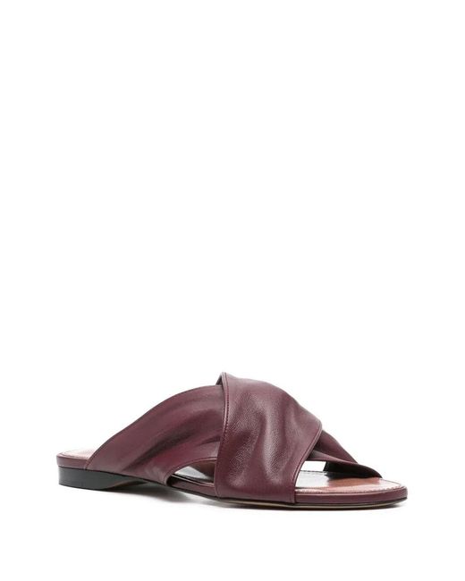 Paris Texas Brown Crossstrap Leather Slides