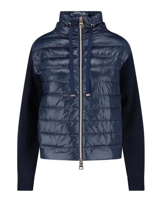 Herno Blue Knitted And Nylon Down Jacket
