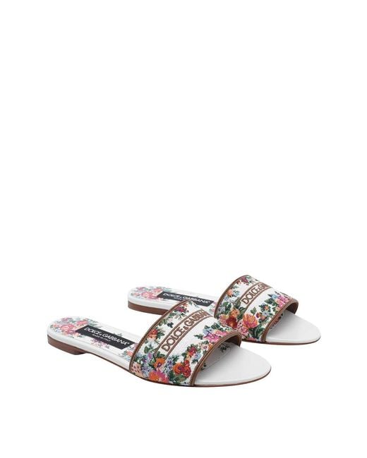 Dolce & Gabbana White Flat Shoes Sliders