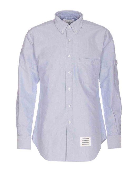 Thom Browne Purple Light Classic Shirt With Frotnal Buttons for men